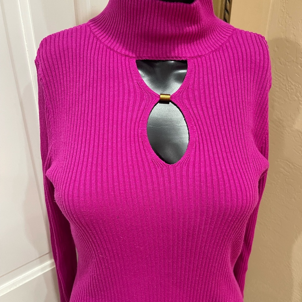 INC bright pink fitted sweater top